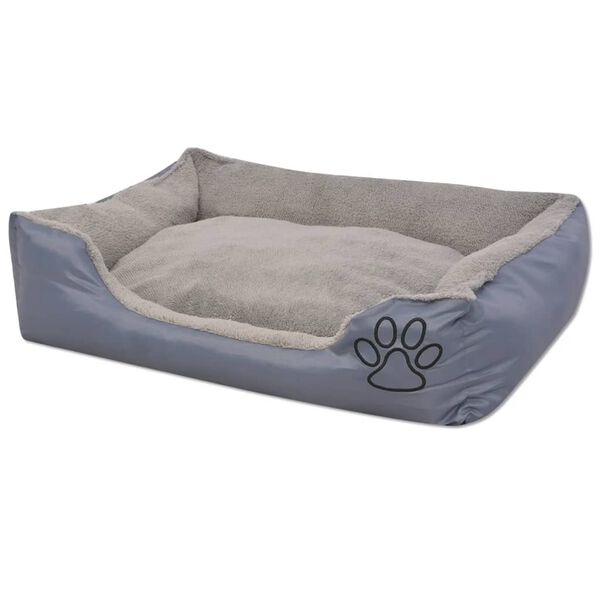 vidaXL Cama para c&atilde;es com almofada acolchoada tamanho XL cinzento