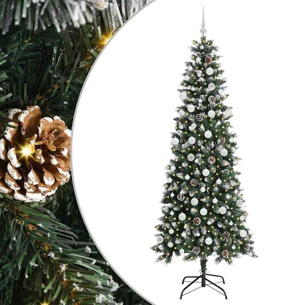 vidaXL &Aacute;rvore de Natal Artificial Verde 210 cm PVC, Pl&aacute;stico e A&ccedil;o
