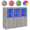 vidaXL Aparadores c/ LEDs 3 pcs derivados de madeira cinzento sonoma