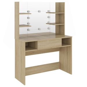 vidaXL Mesa de maquilhagem c/ luzes LED 100x40x135 cm MDF cor carvalho