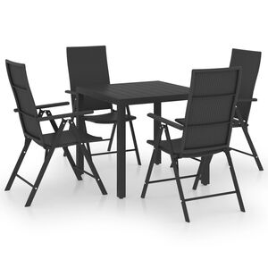 vidaXL 5 pcs conjunto de jantar para jardim preto