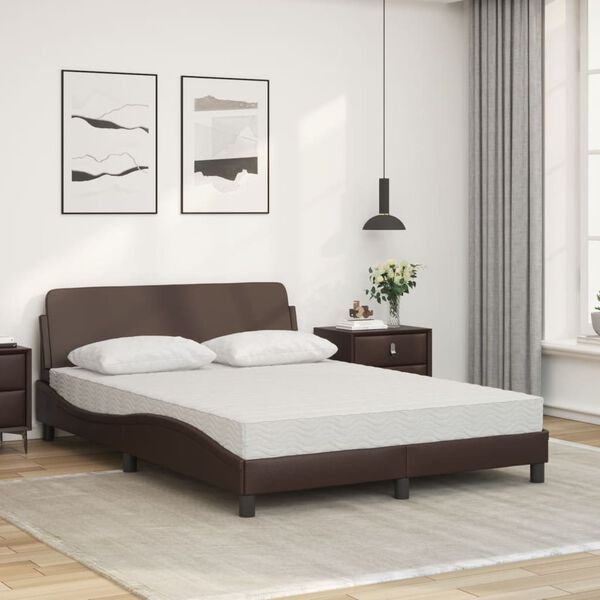 vidaXL Cama com colch&atilde;o Dover 120x200 cm couro artificial castanho