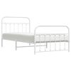 vidaXL Estrutura de cama com cabeceira e pés 107x203 cm metal branco