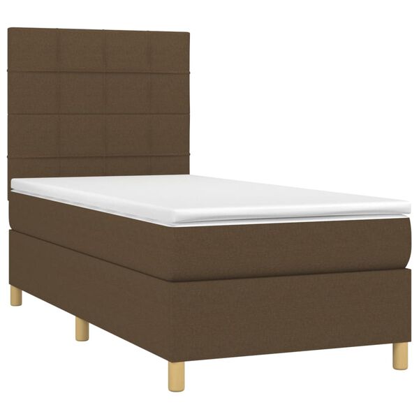 vidaXL Cama com molas/colch&atilde;o 90x190 cm tecido castanho-escuro