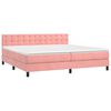 vidaXL Cama box spring c/ colch&atilde;o/LED 200x200 cm veludo rosa