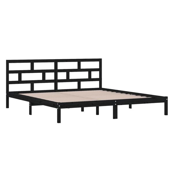 vidaXL Estrutura de cama 140x190 cm madeira de pinho maciça preto