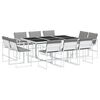 vidaXL 11 pcs conj. de jantar p/ jardim c/ almofad&otilde;es textilene branco