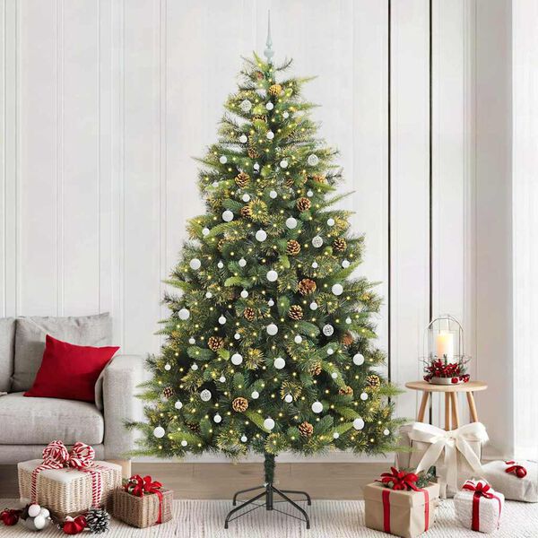vidaXL &Aacute;rvore de Natal Artificial Articulada com Cones Verde 240 cm