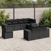 vidaXL 8 pcs conjunto sof&aacute;s de jardim com almofad&otilde;es vime PE preto