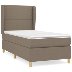 vidaXL Cama com molas/colch&atilde;o 100x200 cm tecido cinza-acastanhado