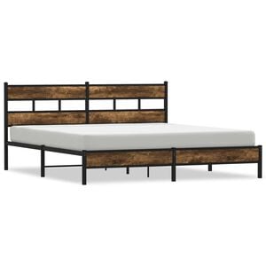 vidaXL Estrutura de cama sem colch&atilde;o 183x213cm metal carvalho fumado