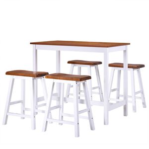 vidaXL Conjunto mesa e bancos de bar 5 pcs madeira maci&ccedil;a