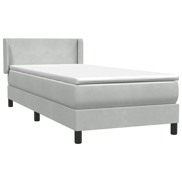 vidaXL Cama com molas/colch&atilde;o 100x220 cm veludo cinza-claro