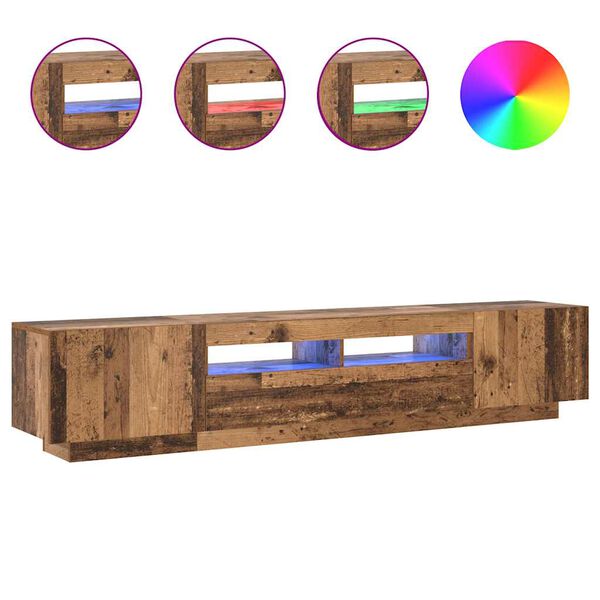 vidaXL M&oacute;vel de TV com luzes LED derivados de madeira madeira velha