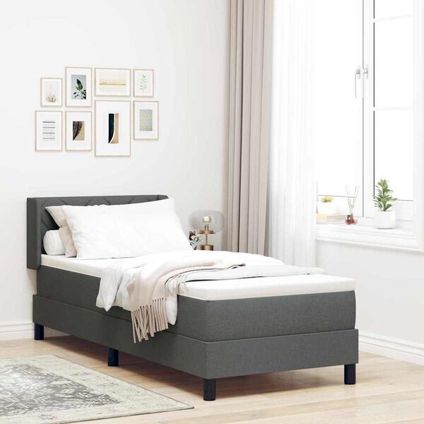 vidaXL Cama Box com colch&atilde;o Cinza Escuro 200 x 80 cm Poli&eacute;ster