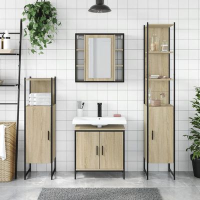 vidaXL 4 pcs conj. móveis casa banho derivados madeira carvalho sonoma