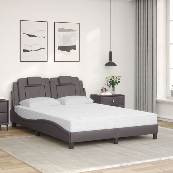 vidaXL Cama Viana com colch&atilde;o 140x200 cm couro artificial cinzento