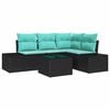 vidaXL Conjunto de Sof&aacute; de Jardim Preto e Turquesa vime PE