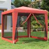 vidaXL Tenda festas c/ 4 paredes laterais rede 2,5x2,5m PEAD vermelho