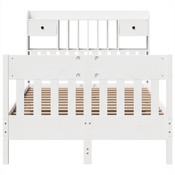 vidaXL Cama sem colch&atilde;o 135x190 cm madeira de pinho maci&ccedil;a branco