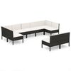 vidaXL 9 pcs conjunto lounge de jardim c/ almofad&otilde;es vime PE preto