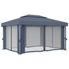 vidaXL Gazebo com cortinas e cordões de luzes LED 4x3 m antracite