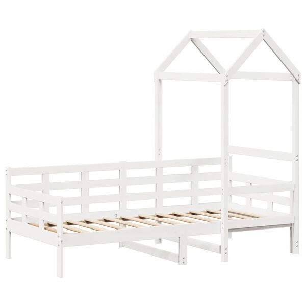 vidaXL Sofá-cama com telhado 80x200 cm madeira de pinho maciça branco