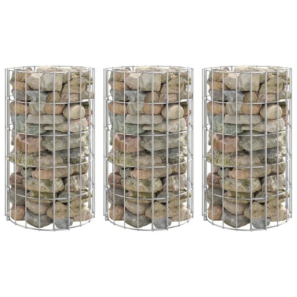 vidaXL Canteiro elevado/cesto gabião circular 3 pcs Ø30x50cm aço galv.