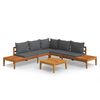 vidaXL 4 pcs conj. lounge de jardim c/ almofad&otilde;es cinza-escuro ac&aacute;cia
