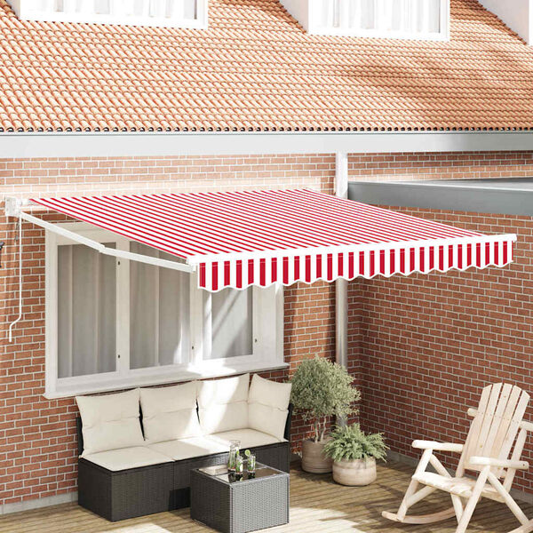 vidaXL Toldo Retr&aacute;til Manual Vermelho 300 x 250 cm tecido