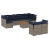 vidaXL 10 pcs conjunto sof&aacute;s p/ jardim c/ almofad&otilde;es vime PE cinzento