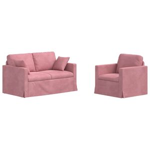 vidaXL Conjunto de Sof&aacute;s 2 unid. Rosa Veludo