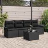 vidaXL Conjunto de Sof&aacute; de Jardim com almofada 5 pcs Preto vime PE