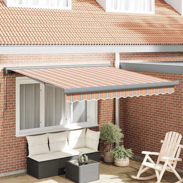vidaXL Toldo Retr&aacute;til Multicolor 350 x 250 cm Tecido e Metal
