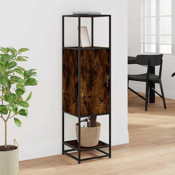 vidaXL Arm&aacute;rio alto 35,5x35x139 cm madeira e metal carvalho fumado