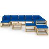vidaXL 12pcs conjunto lounge de jardim com almofad&otilde;es pinho impregnado