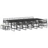 vidaXL 17 pcs conjunto de jantar p/ jardim c/ almofad&otilde;es vime PE preto