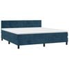 vidaXL Cama box spring c/ colch&atilde;o/LED 160x200 cm veludo azul-escuro