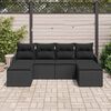 vidaXL Conjunto de Sof&aacute; de Jardim 6 pcs Preto Rattan Sint&eacute;tico