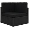 vidaXL 5 pcs conjunto lounge de jardim c/ almofad&otilde;es vime PE preto
