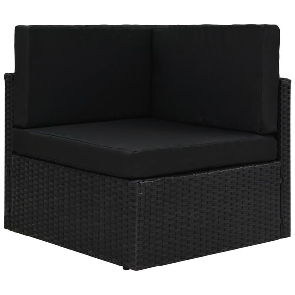 vidaXL 5 pcs conjunto lounge de jardim c/ almofad&otilde;es vime PE preto