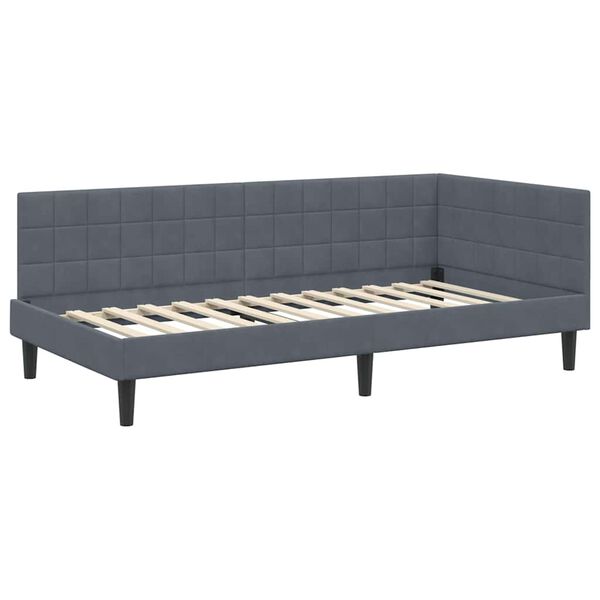 vidaXL Estrutura de Cama de Canto Cinza Escuro 90 cm x 200 cm Veludo