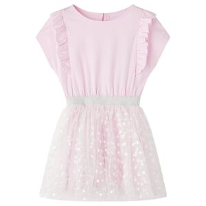 vidaXL Vestido de crian&ccedil;a com folhos rosa-claro 104