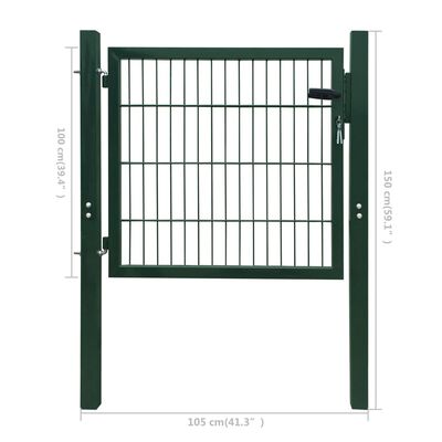 vidaXL Portão de cerca 105x150 cm aço verde