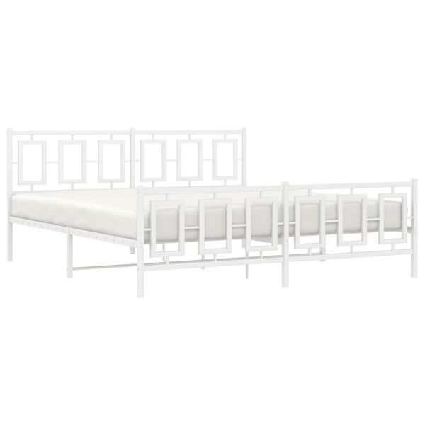vidaXL Estrutura de cama com cabeceira e p&eacute;s 180x200 cm metal branco