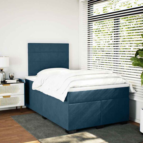 vidaXL Cama boxspring com colch&atilde;o 120x200 cm veludo azul