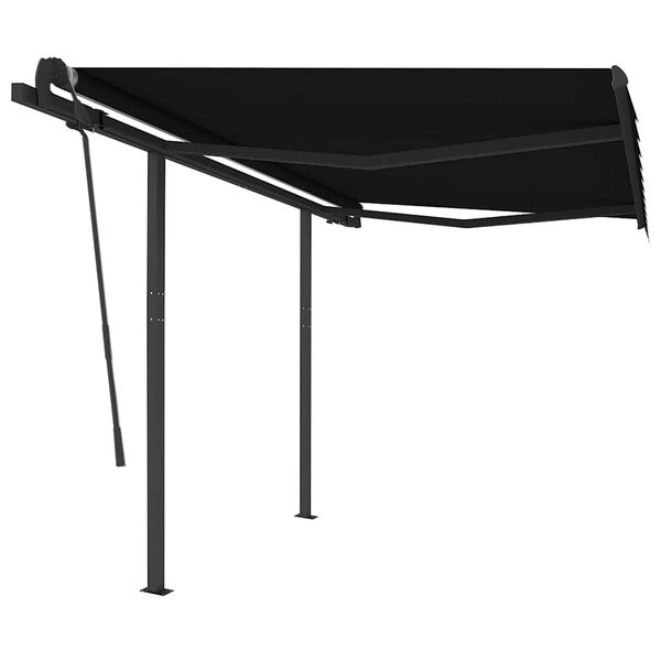 vidaXL Toldo retr&aacute;til manual com postes 3,5x2,5 m antracite