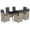vidaXL 7 pcs conj. jantar p/ jardim c/ almofad&otilde;es vime PE cinza-claro
