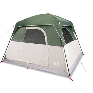 vidaXL Tenda de campismo cabana para 4 pessoas imperme&aacute;vel verde
