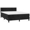 vidaXL Cama box spring c/ colch&atilde;o/LED 140x200 cm veludo preto